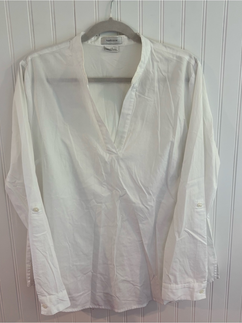 Van Heusen White Cotton Popover Shirt